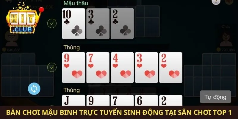 Bàn chơi mậu binh trực tuyến sinh động tại sân chơi top 1