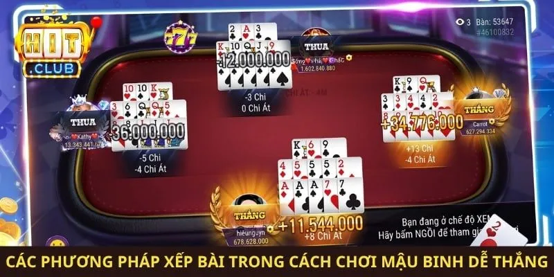 Các phương pháp xếp bài trong cách chơi mậu binh dễ thắng