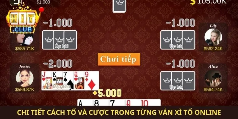 Chi tiết cách tố và cược trong từng ván xì tố online
